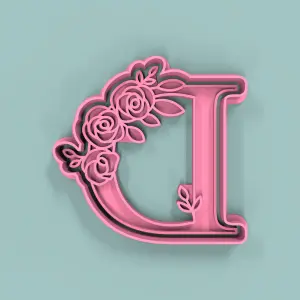 Letra  D  con flores 7cm
