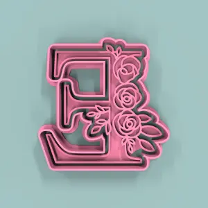 Letra  E  con flores 7cm