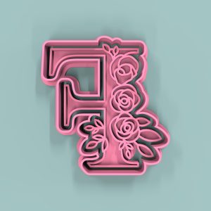 Letra  F  con flores 7cm