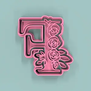 Letra  F  con flores 7cm
