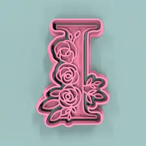 Letra  I  flores 7cm