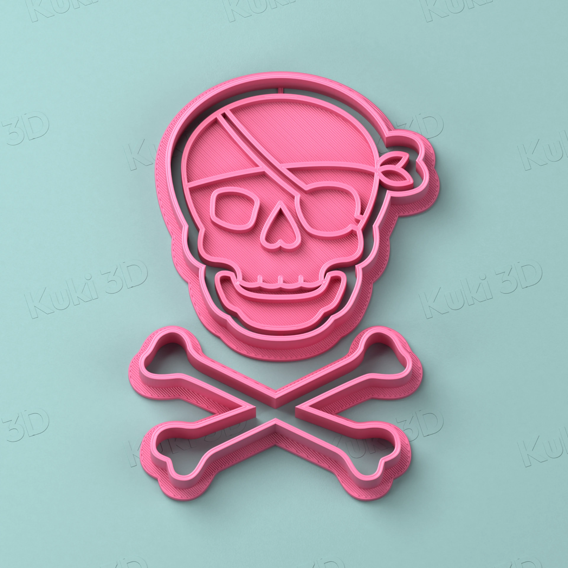 Set Calavera Pirata y Huesos 5cm: cortantes y sellos