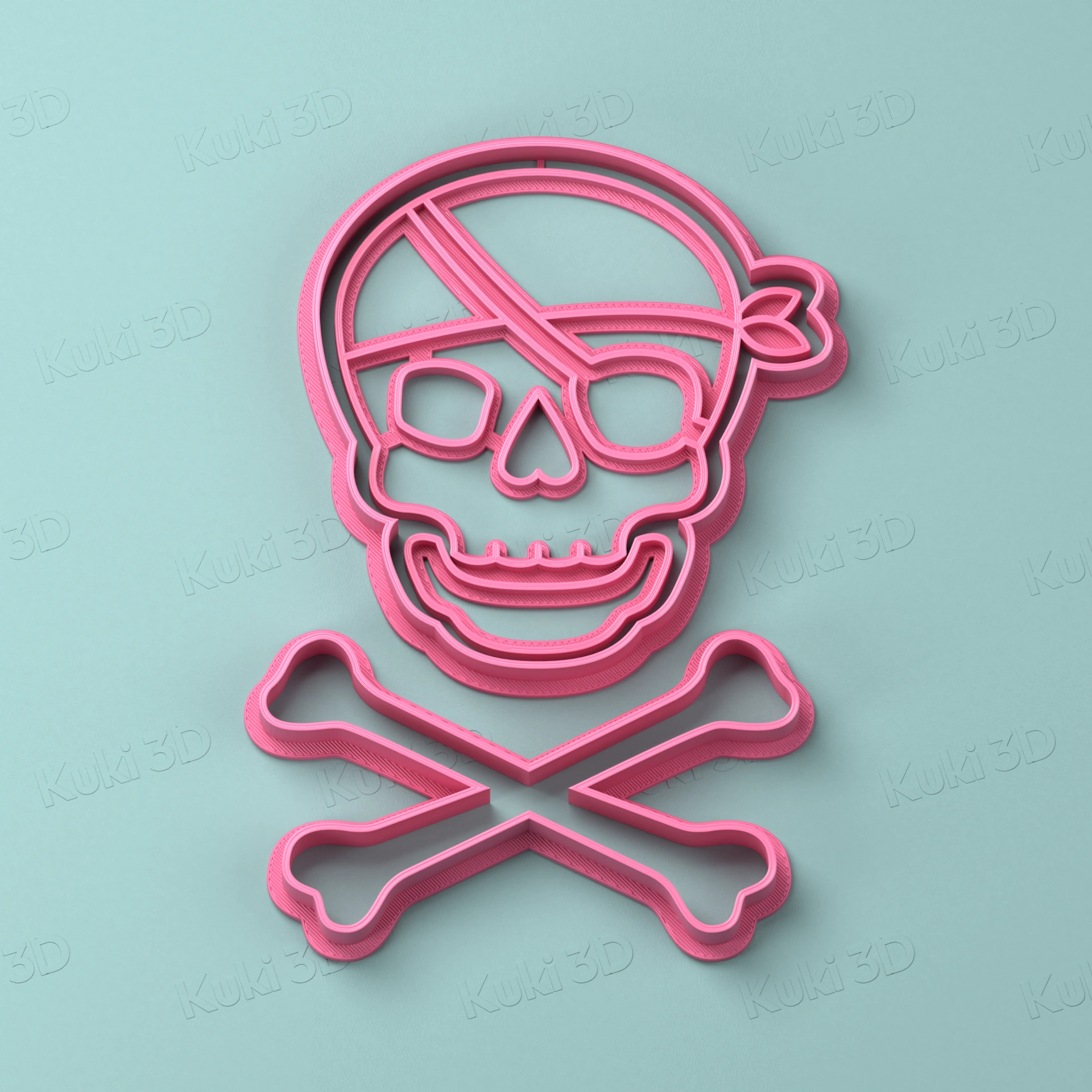 Set Calavera Pirata y Huesos 7cm: cortantes y sellos