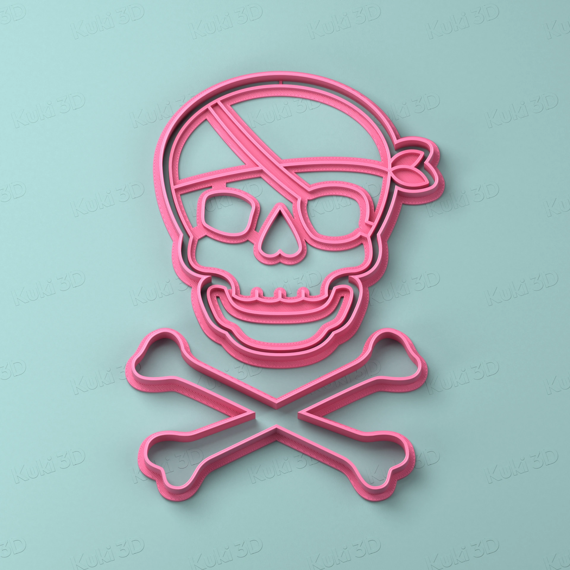 Set Calavera Pirata y Huesos 9cm: cortantes y sellos