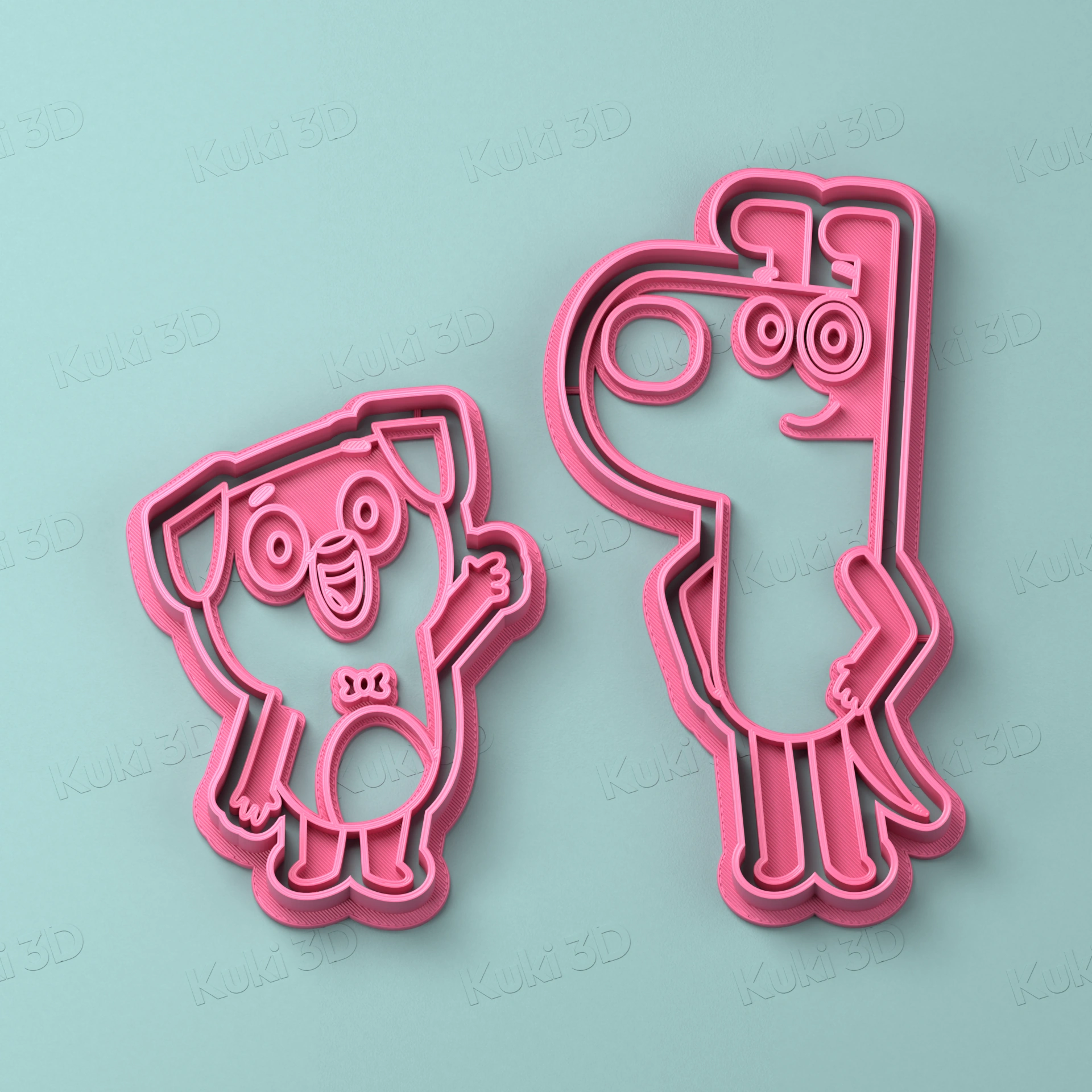 Set Dog Man y Pug 7 a 10cm: cortantes y sellos