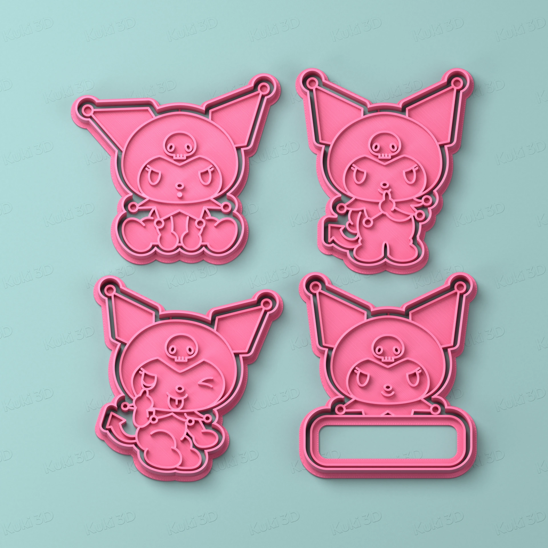 Set Kuromi x4 9cm: cortantes y sellos